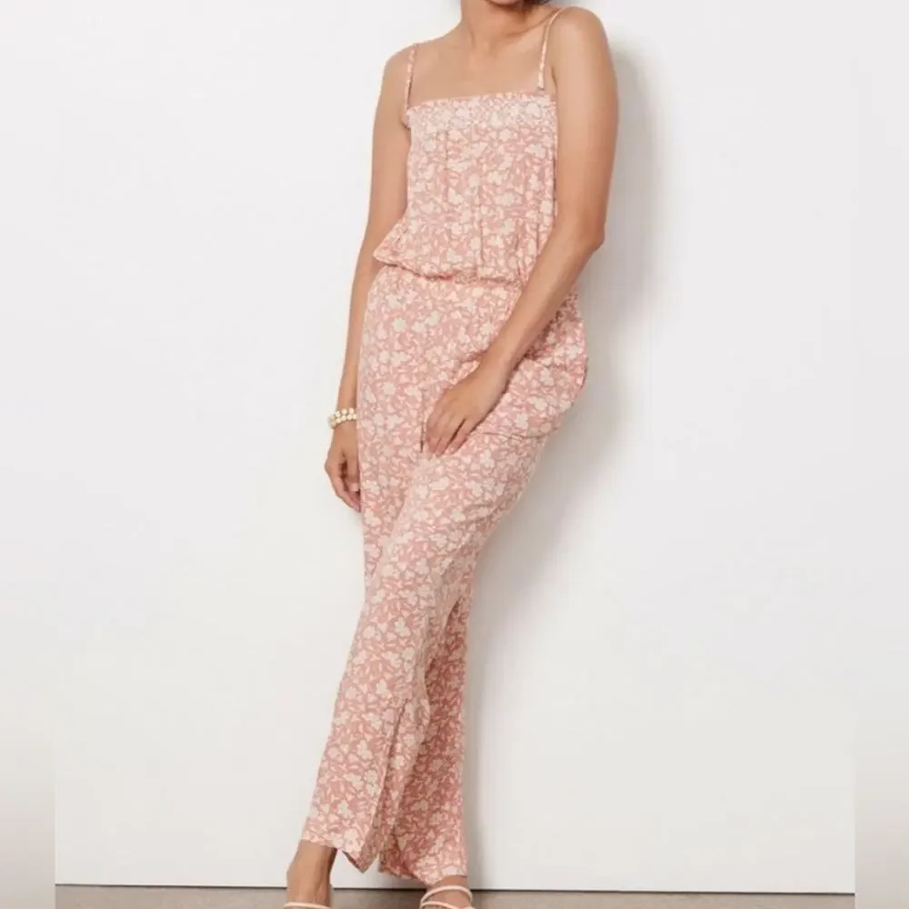 Faherty Renata Floral Jumpsuit Size M - Picture 1 of 10